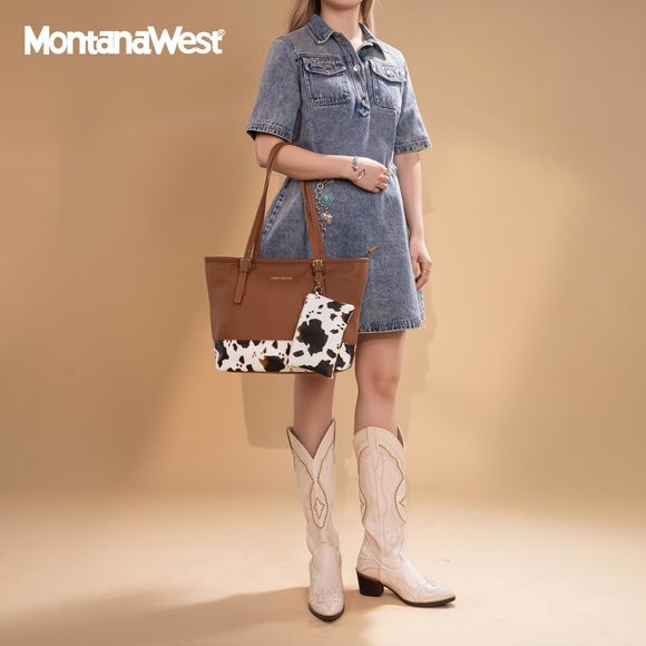 Cow Print Tote Bags Large Leather Purses And Handbags >:) - Picture 3 of 8